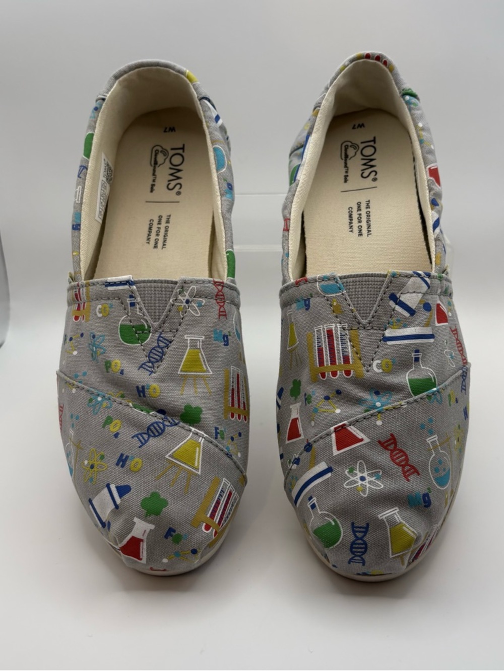 TOMS Women’s Science Print Canvas Slip-Ons - Gray with Multicolor Accents